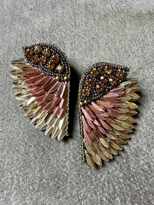 "Wings" Beaded Earrings - Copper and Gold