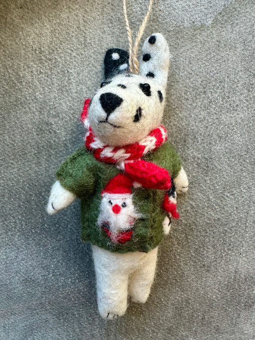 Felted "Dog" Ornament - Santa Sweater