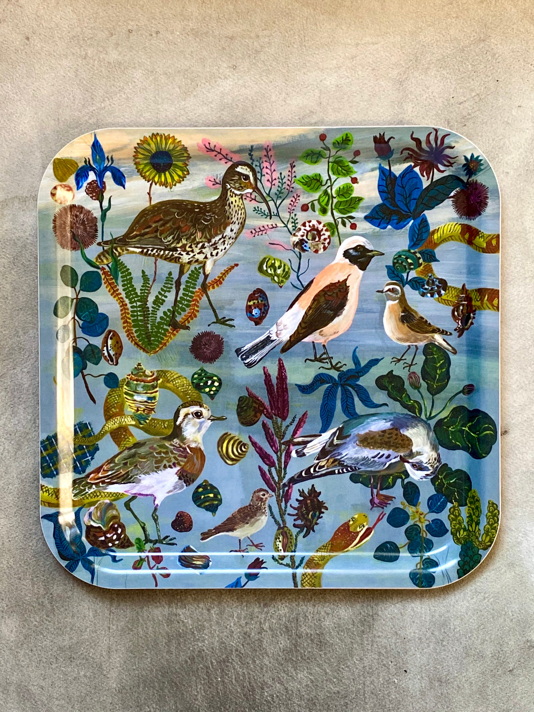 Nathalie Lete "Birds in the Dunes" Birchwood Tray