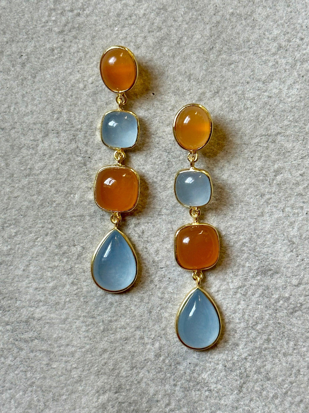 Onyx and Chalcedony Earrings
