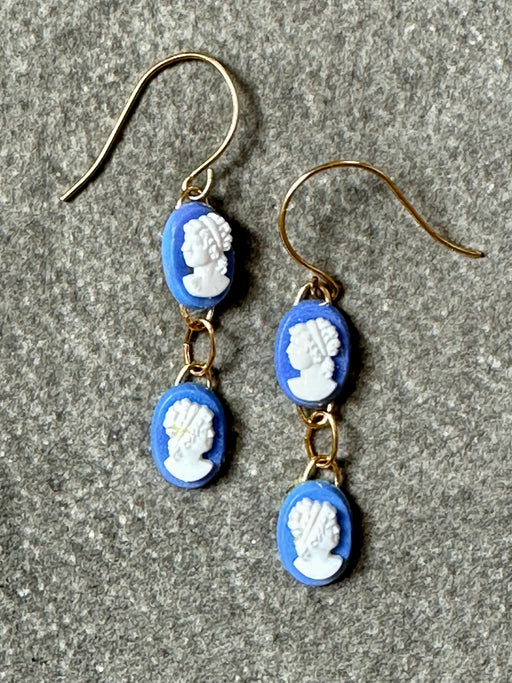 Drop "Cameo" Earrings by Gay Isber