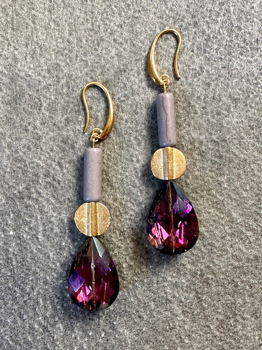 "Magnesite & Iridescent Glass" Earrings by David Aubrey