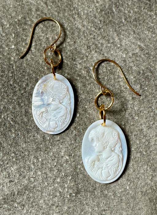 "Shell" Cameo Earrings by Gay Isber