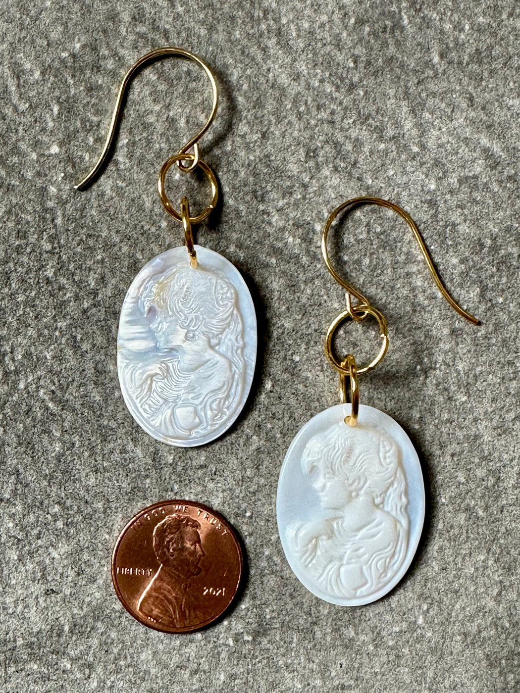 "Shell" Cameo Earrings by Gay Isber
