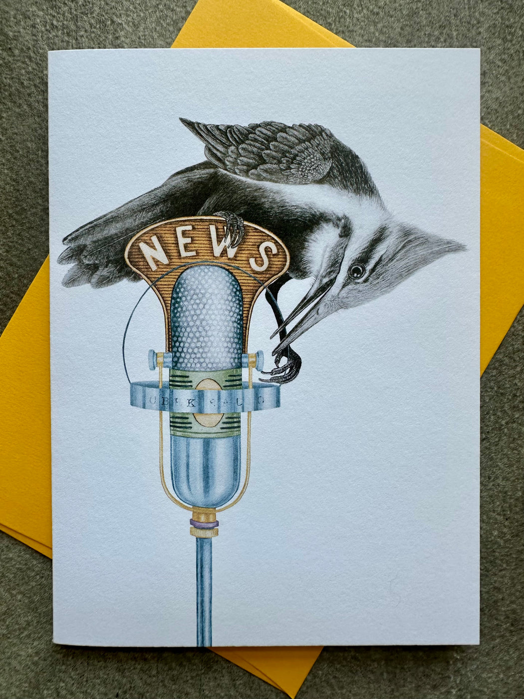 "Woodpecker at the Microphone" Card