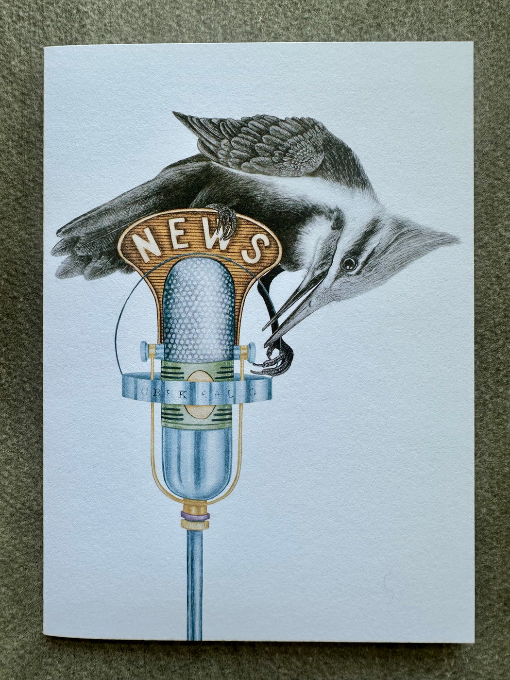 "Woodpecker at the Microphone" Card