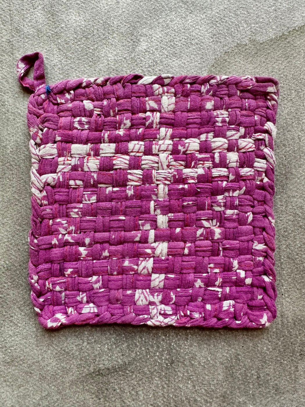 Woven Cotton Sari Potholders - Plum