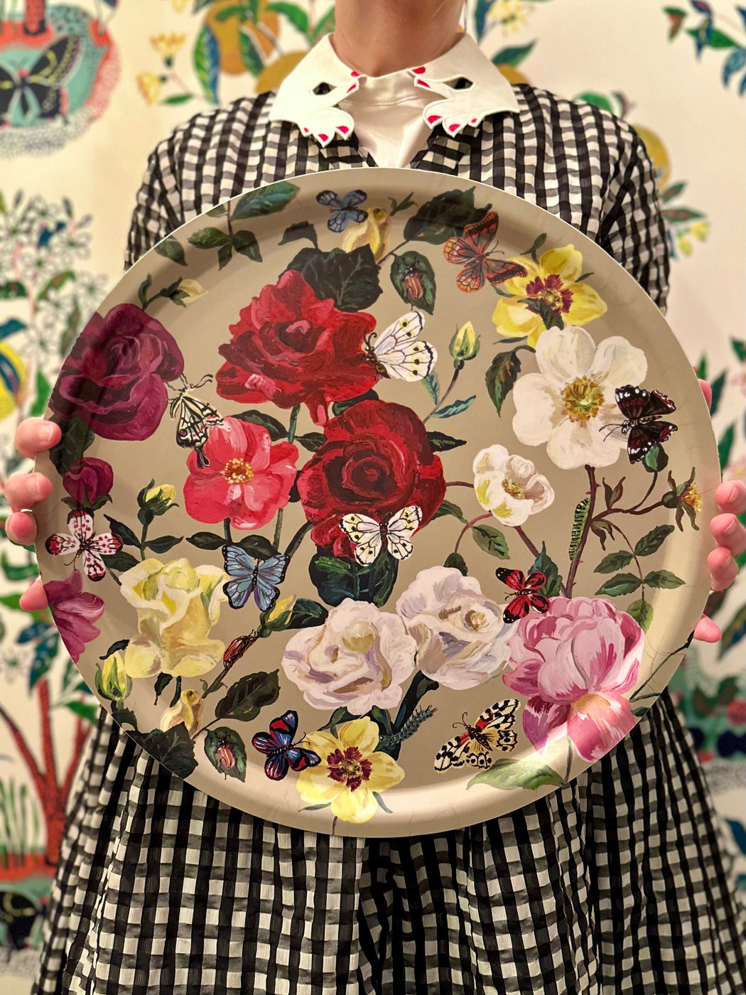 Nathalie Lete "Roses" Birchwood Tray