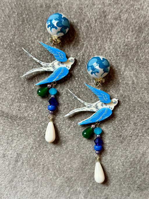 "Blue Bird" Ear-Clips by Timmy Tan