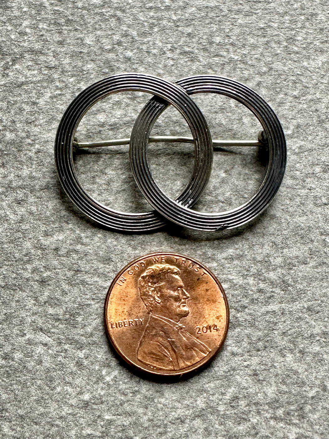Vintage Sterling Silver "Two Circles" Pin