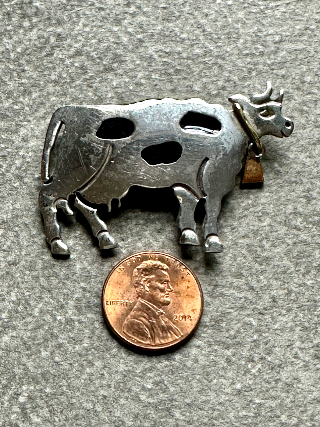 Vintage Sterling Silver "Cow" Pin