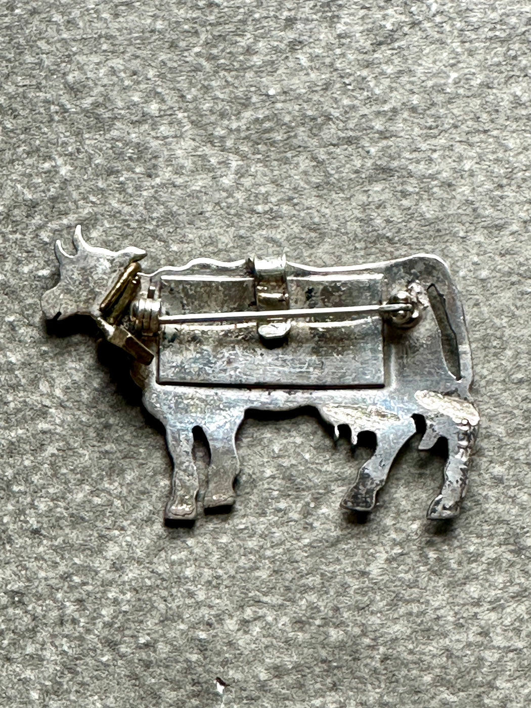 Vintage Sterling Silver "Cow" Pin