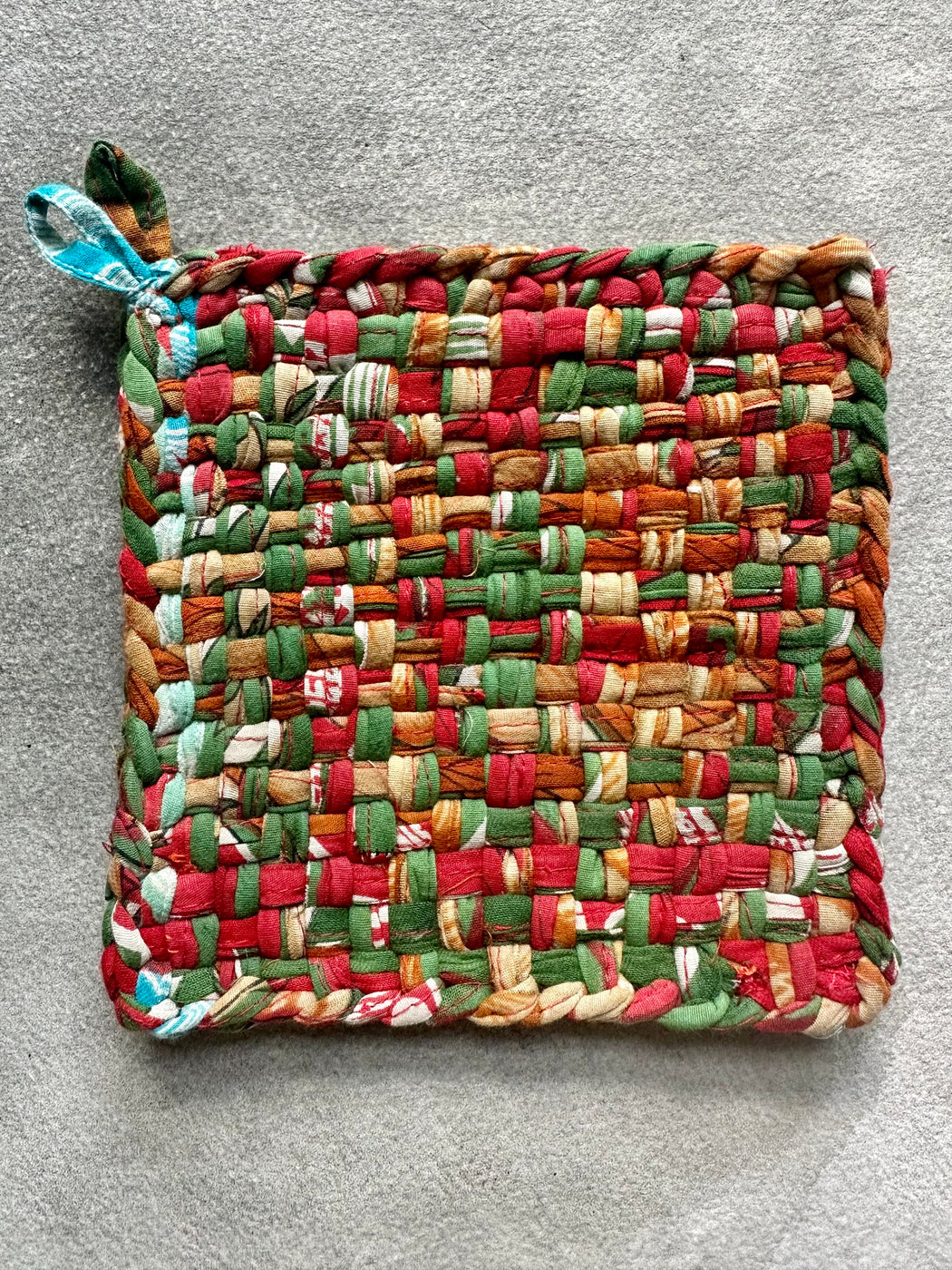 Woven Cotton Sari Potholders - Autumn
