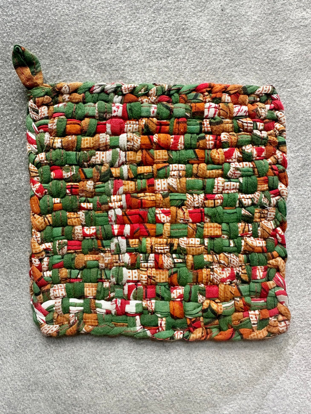 Woven Cotton Sari Potholders - Autumn