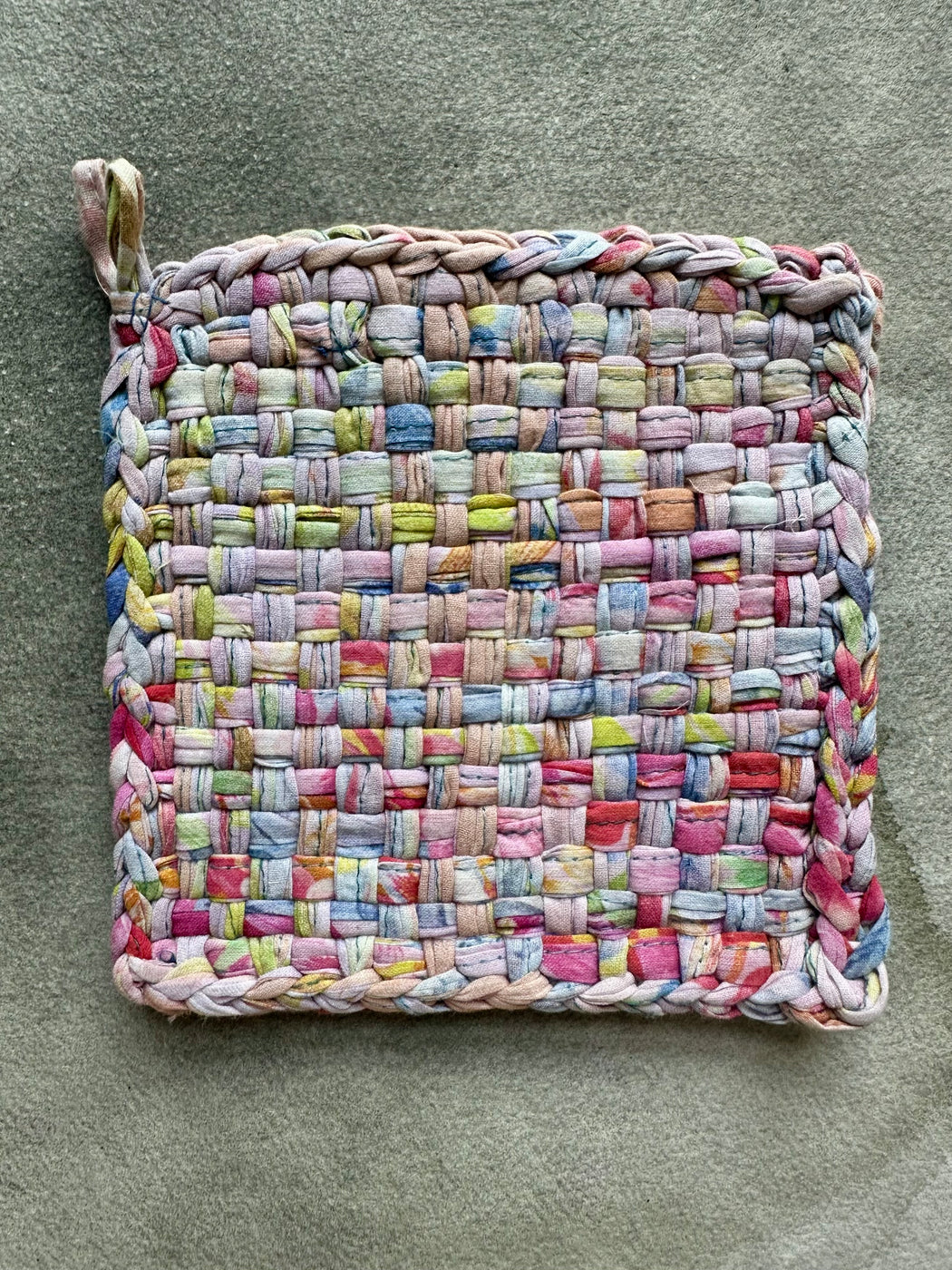 Woven Cotton Sari Potholders - Pastels