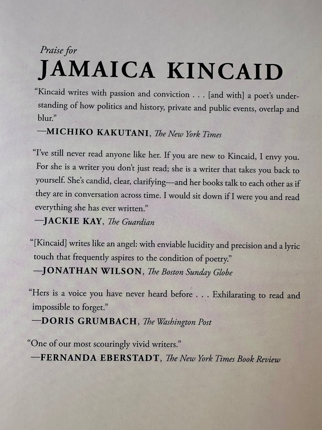 "Putting Myself Together" by Jamaica Kincaid