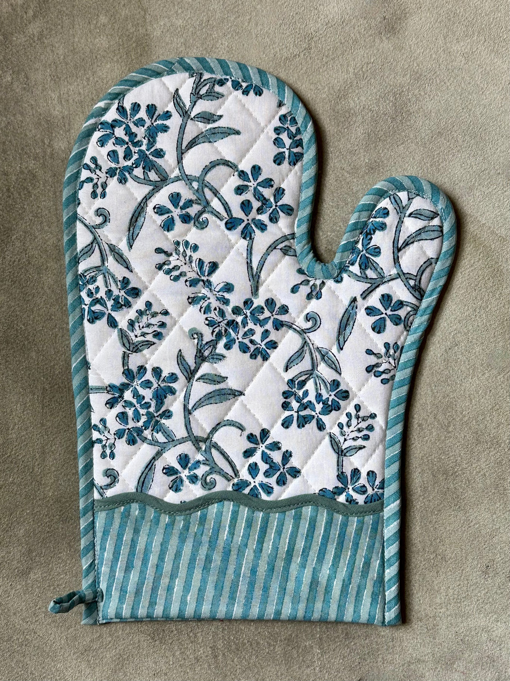 "Sanibel" Cotton Block-Printed Oven Mitt