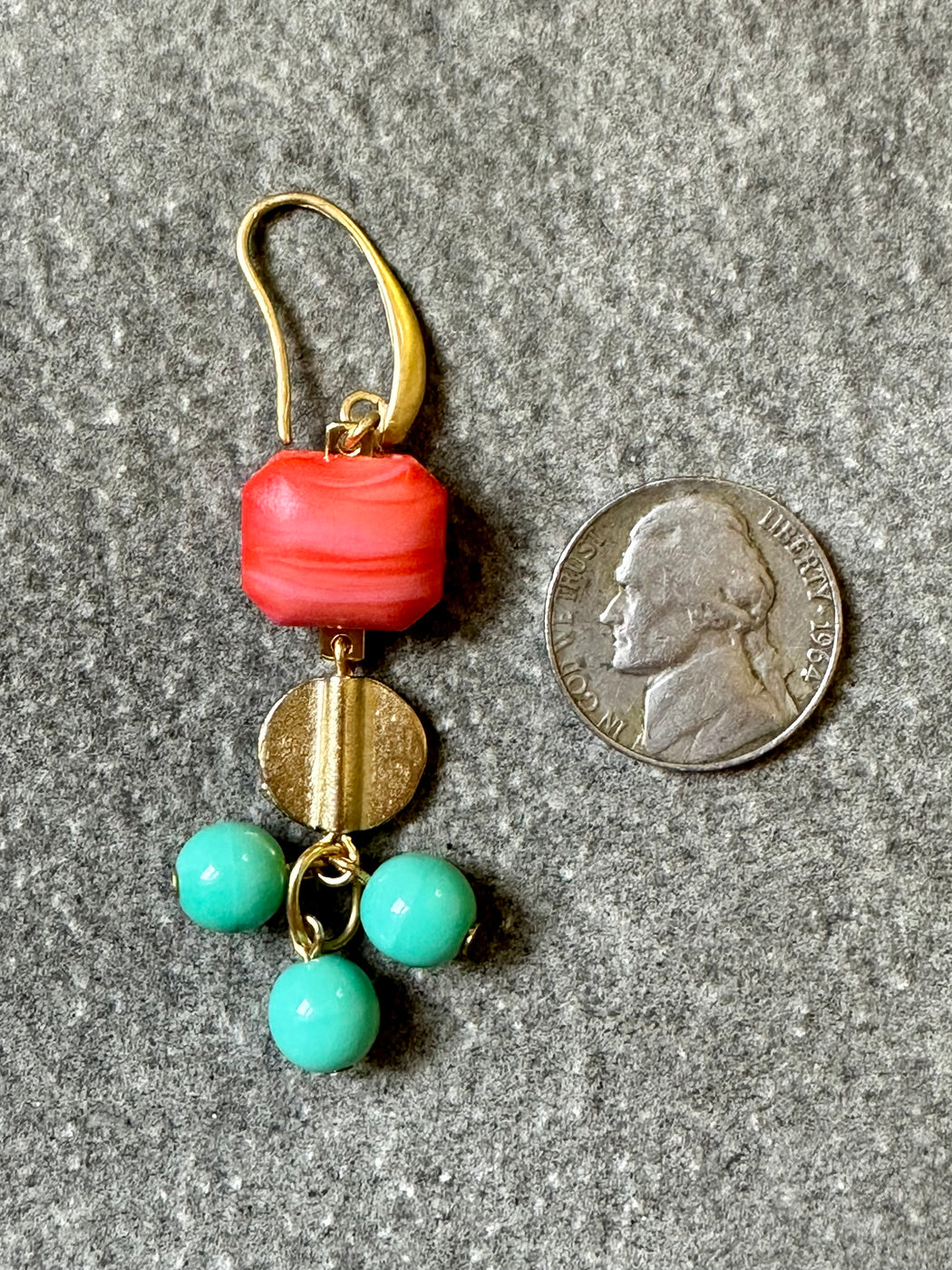 "Salmon & Turquoise" Earrings by David Aubrey