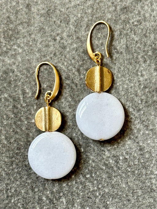 "White Agate & Brass" Earrings by David Aubrey