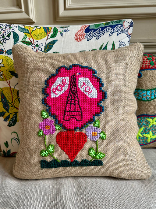 "Pour Toi" Hand-Embroidered Pillow