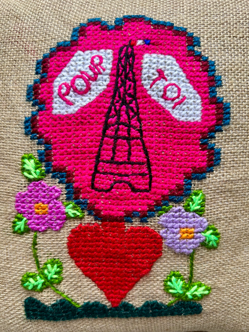 "Pour Toi" Hand-Embroidered Pillow