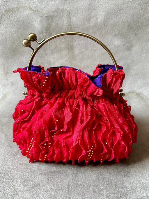 Carolyn Roberts "Ruffles" Red Chiffon Purse