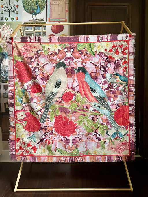 "Birds" Large Cotton Scarf by Thomas Paul