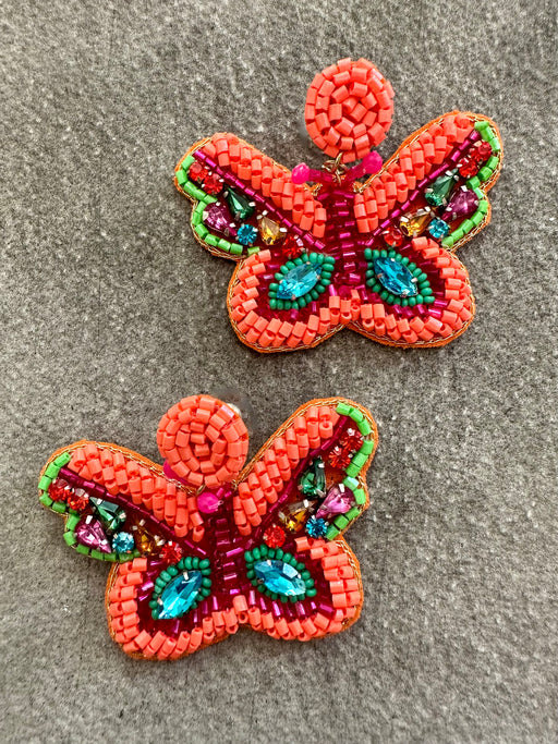 "Neon Butterfly" Beaded Earrings