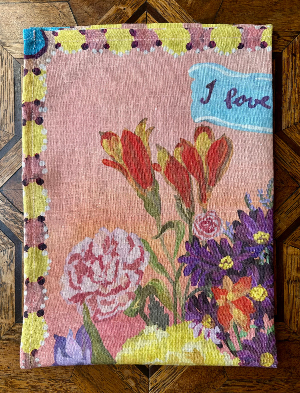 Nathalie Lete "I Love You" Linen Tea Towel