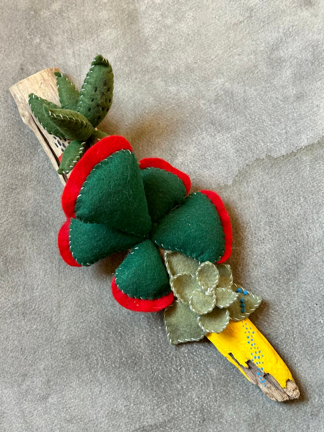 Felt and Wood "Succulent" Sculpture