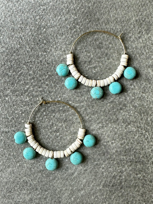 "Turquoise & White" Hoop Earrings by David Aubrey
