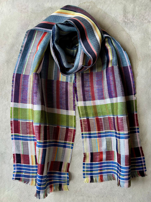 Wallace Sewell "Mason" Silk & Linen Scarf - Blueberry