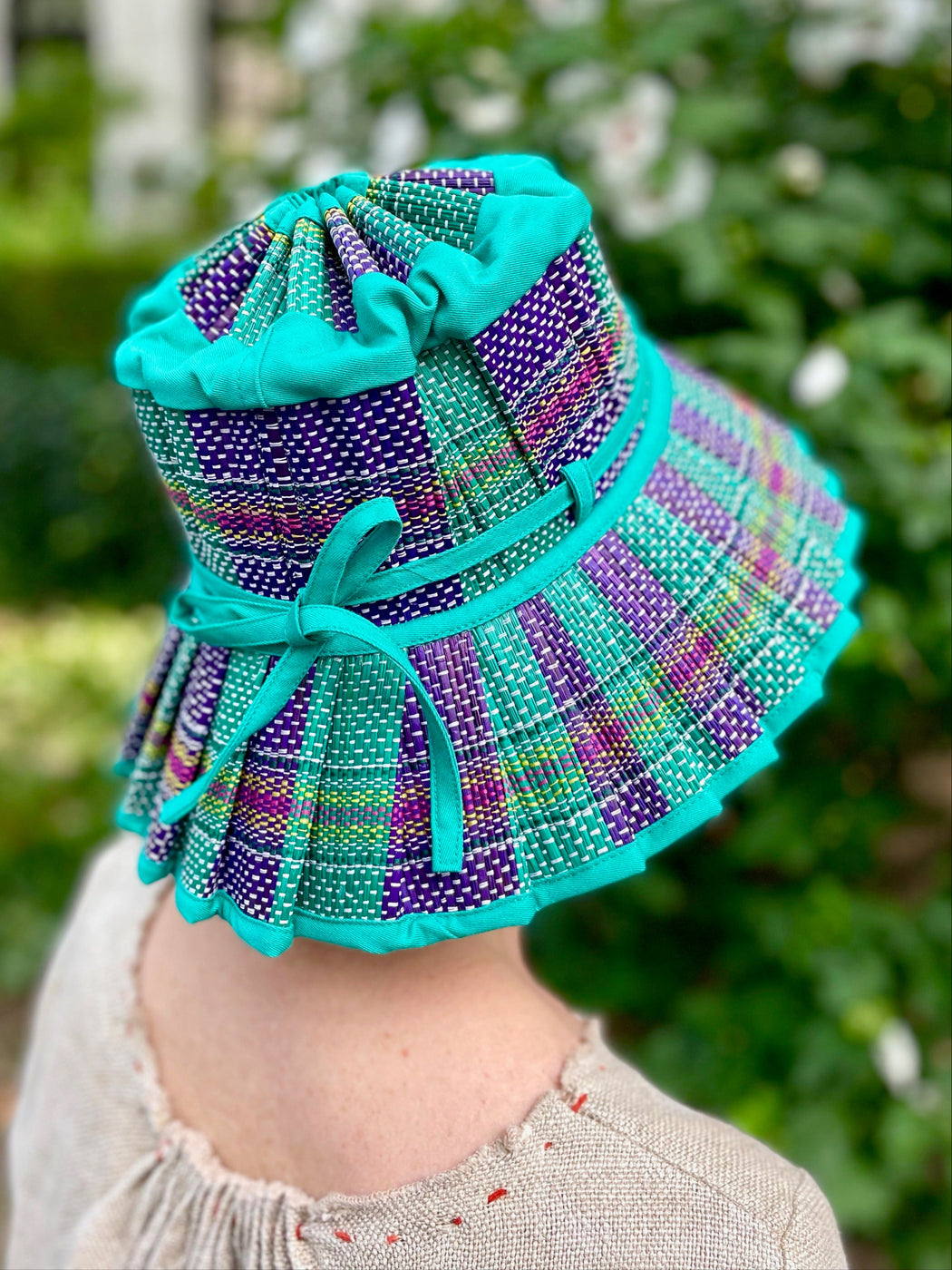 Lorna Murray Folding "Milan" Hat - Purple & Green