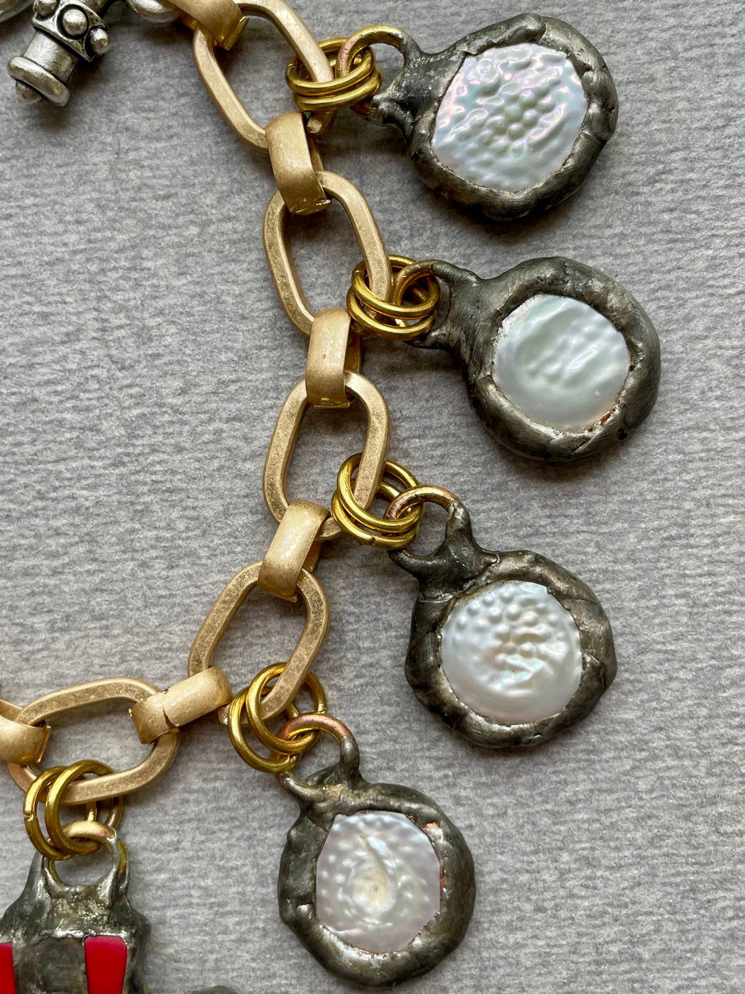 Vintage "Soldered Cross & Pearls" Bracelet by Meredith Waterstraat
