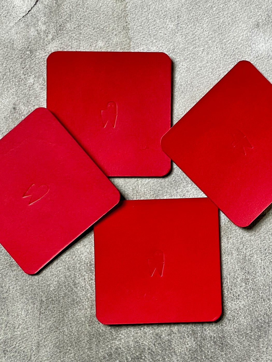 Red Leather Coasters by Pike Leather