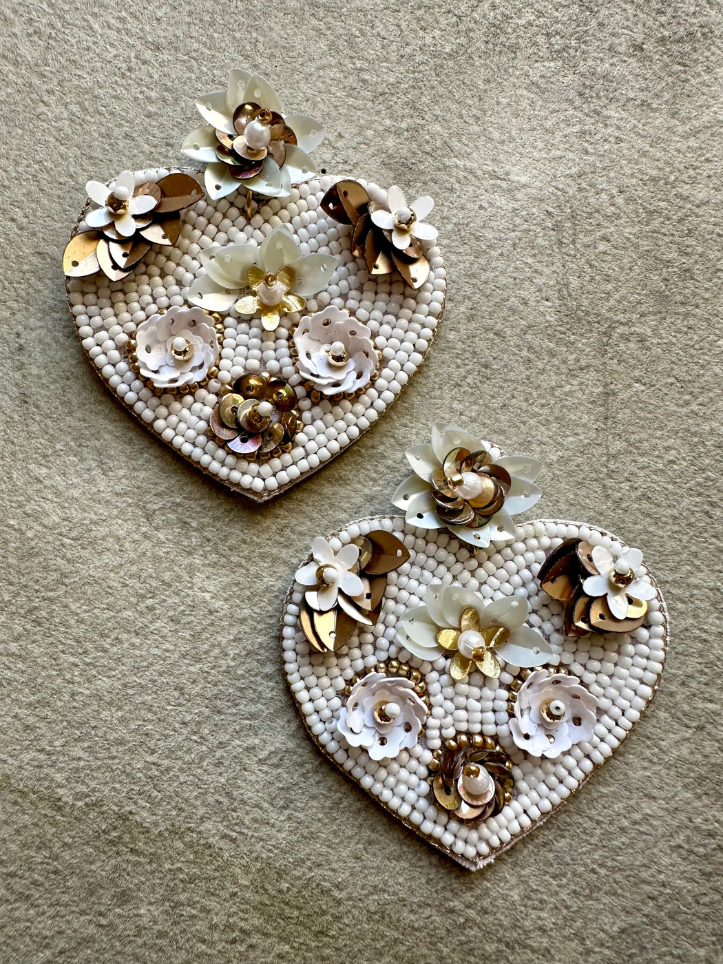 "Floral Heart" Beaded Earrings