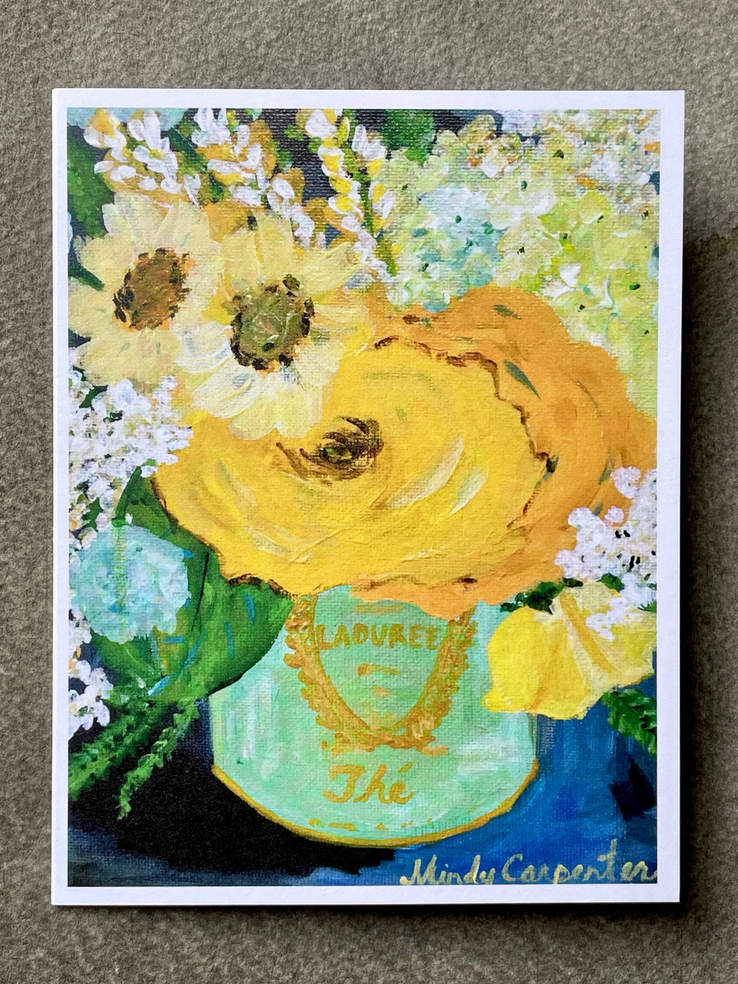 "Yellow Roses in Laduree Tin" Card by Mindy Carpenter