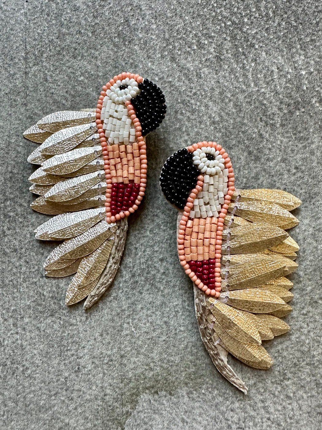 "Pink Parrot" Beaded Earrings