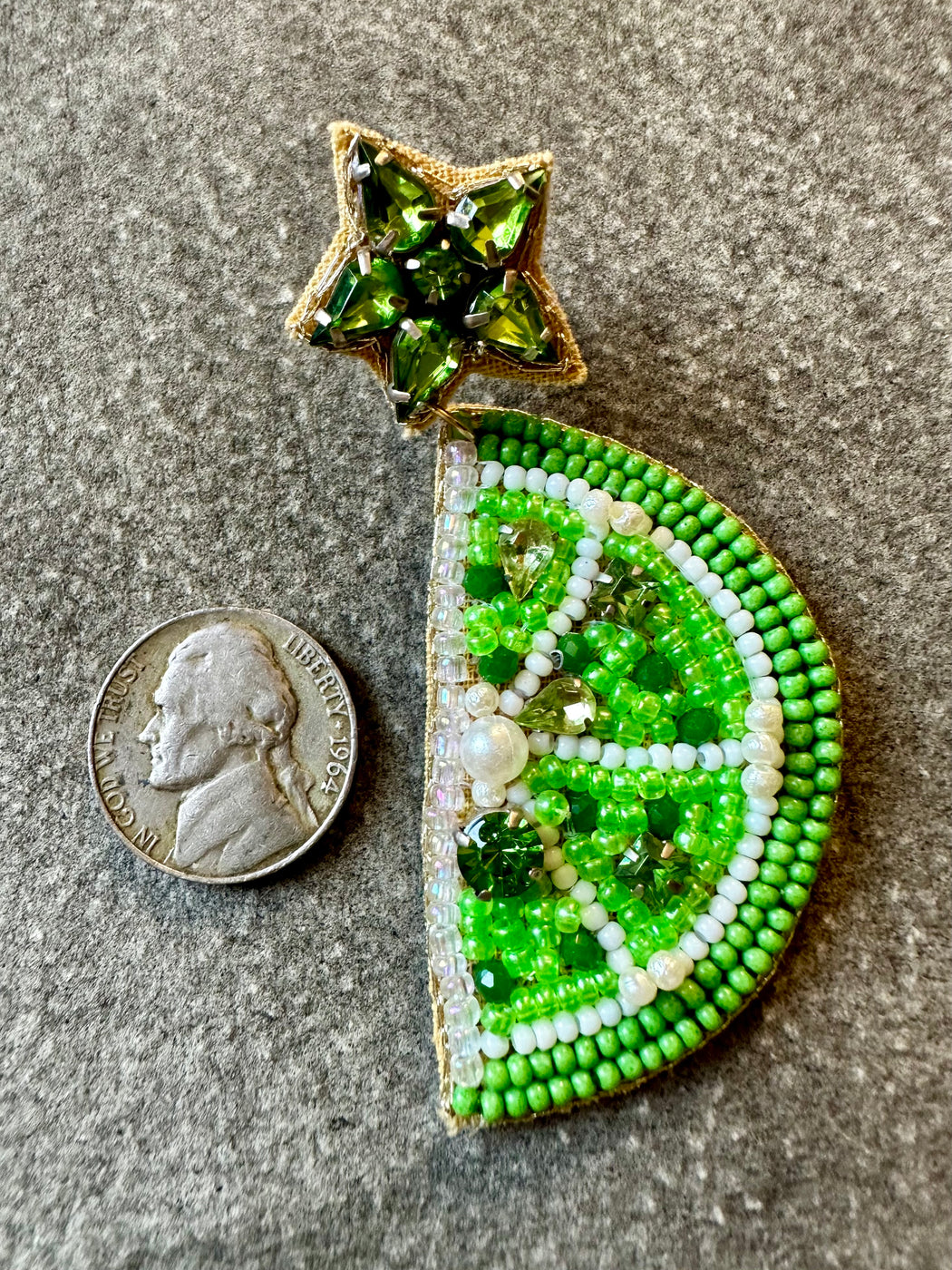 "Lime Slice" Beaded Earrings