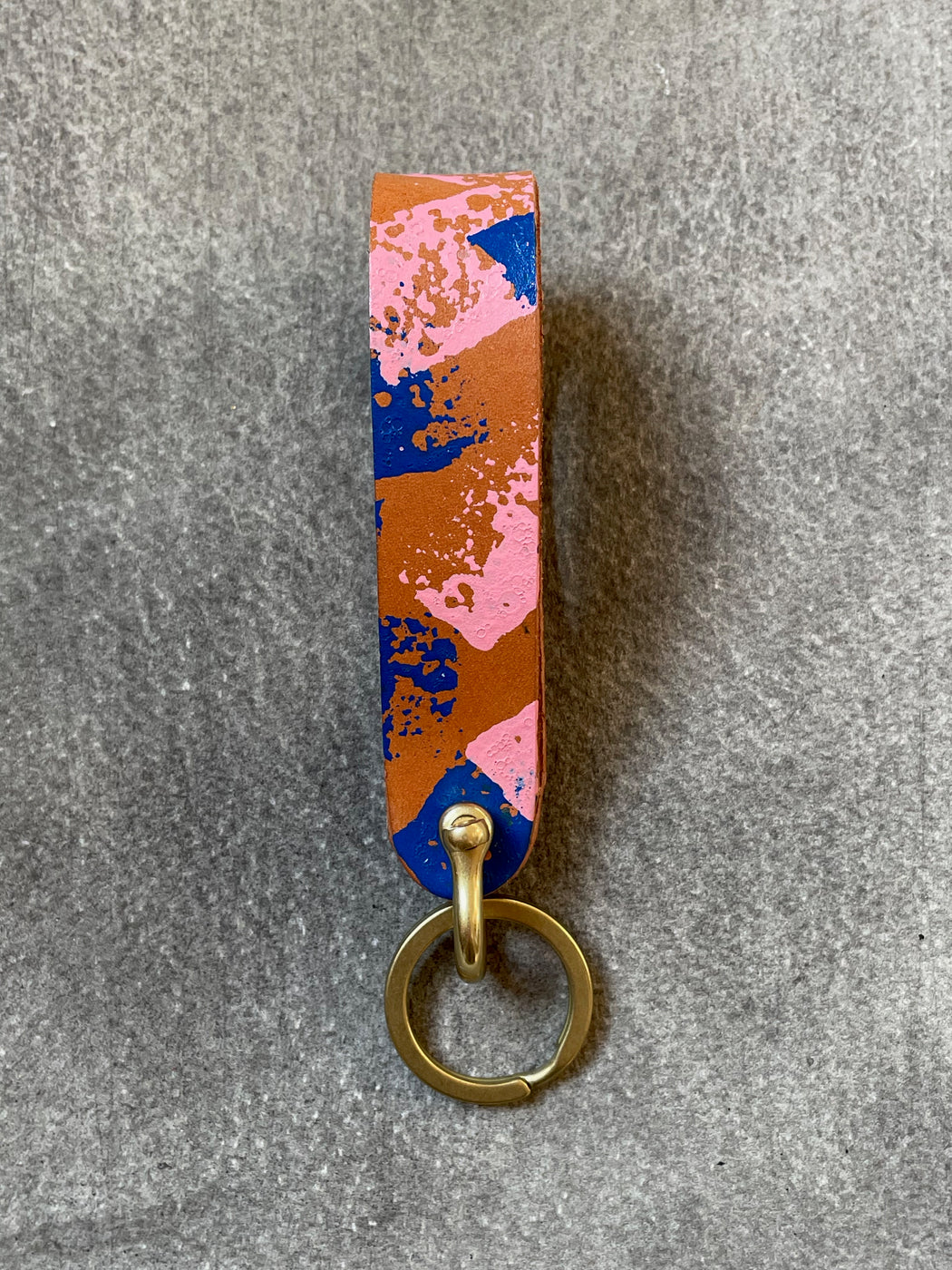 Hand-Painted Natural Leather and Brass Key Fob by Made Solid