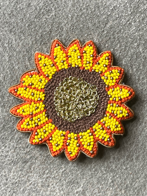 "Sunflower" Beaded Brooch by Hellen van Berkel