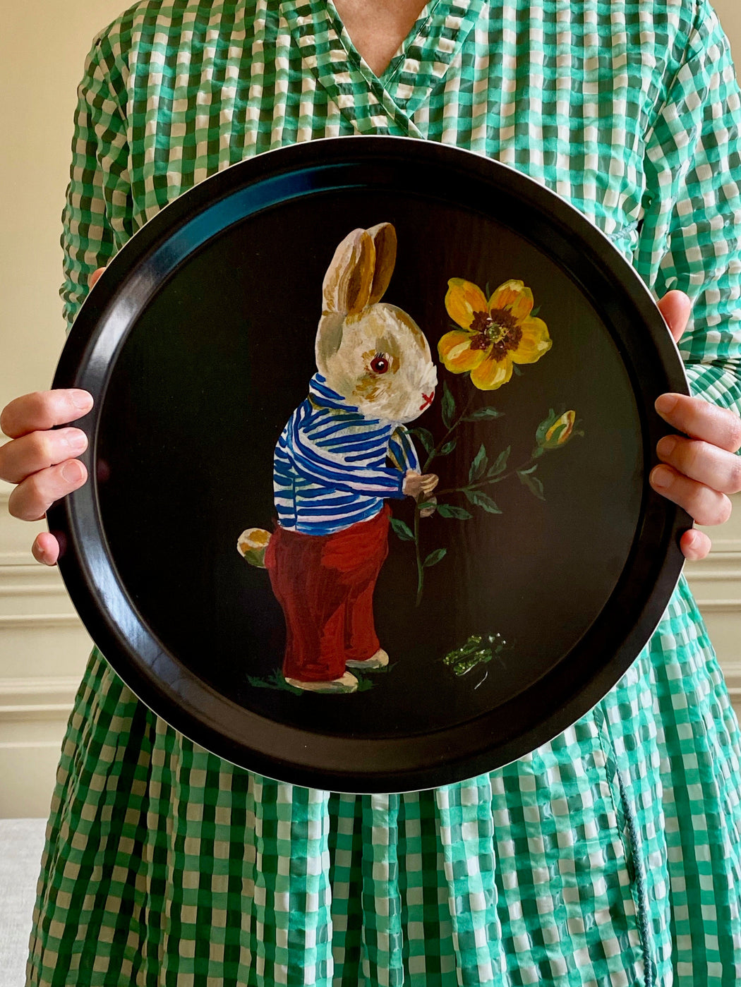 Nathalie Lete "Bunny" Round Birchwood Tray
