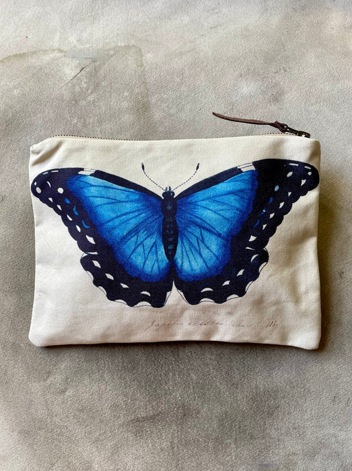 "Blue Butterflies" Canvas Zipper Pouch by John Derian
