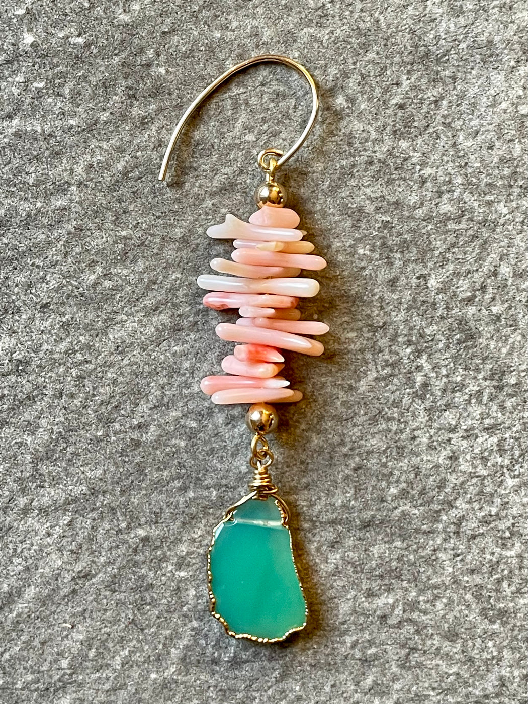 "Coral and Agate" Drop Earrings by Cynthia de Bellechasse