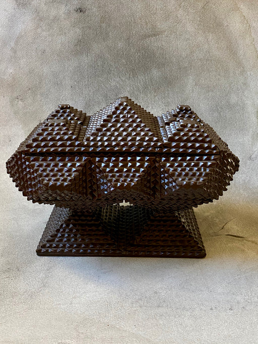 Vintage Tramp Art Pedestal Box