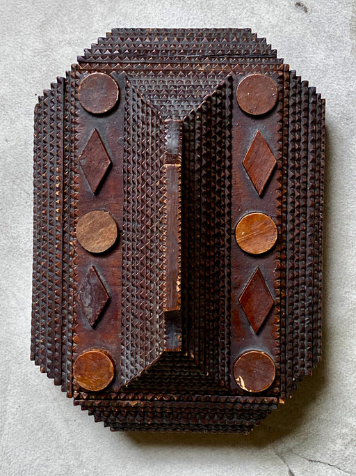 Vintage Tramp Art Handled Cigar Box