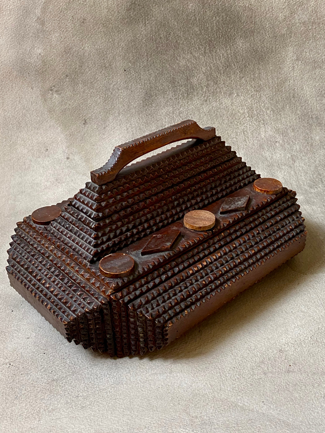 Vintage Tramp Art Handled Cigar Box