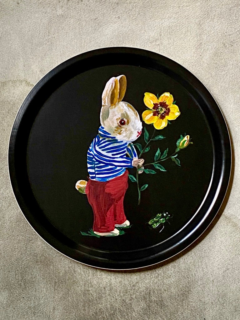 Nathalie Lete "Bunny" Round Birchwood Tray